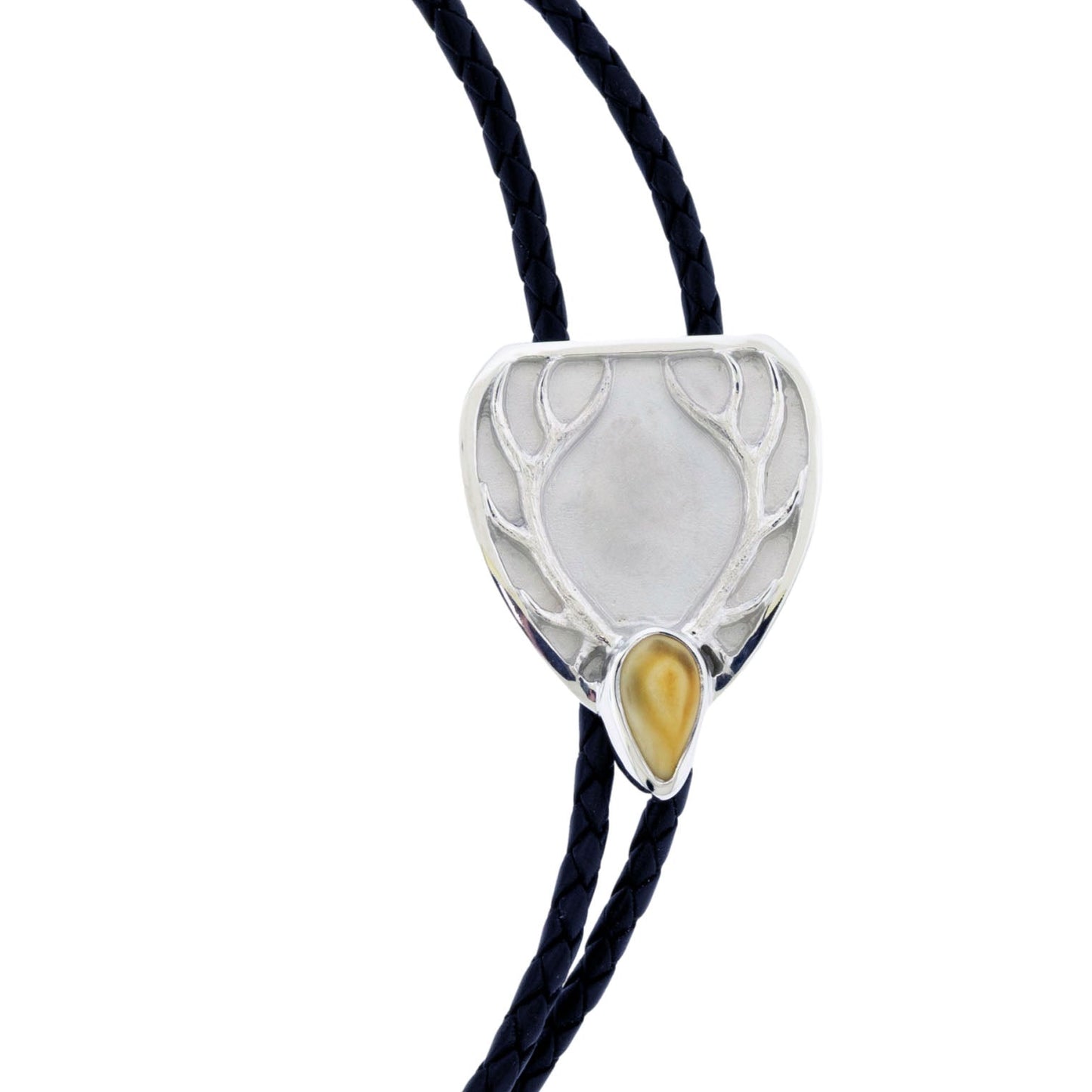 Elk Head with Elk Ivory Leather Bolo Tie - Park City Jewelers