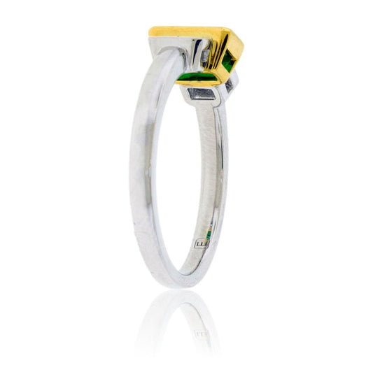 Emerald - Cut Columbian Emerald Bezel & Diamond Accented Ring - Park City Jewelers