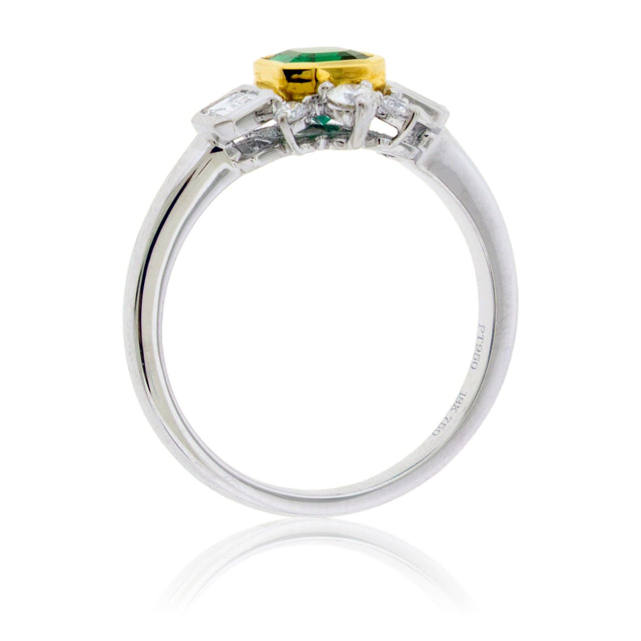 Emerald - Cut Columbian Emerald & Diamond Burst Accented Ring - Park City Jewelers