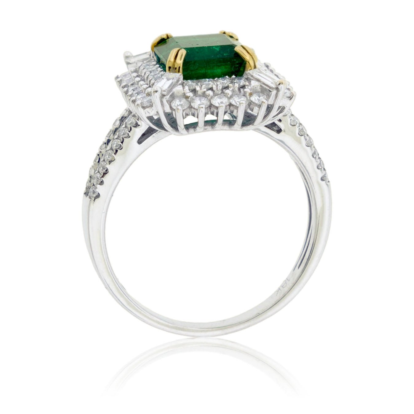 Emerald - Cut Emerald Diamond Burst Halo Ring - Park City Jewelers