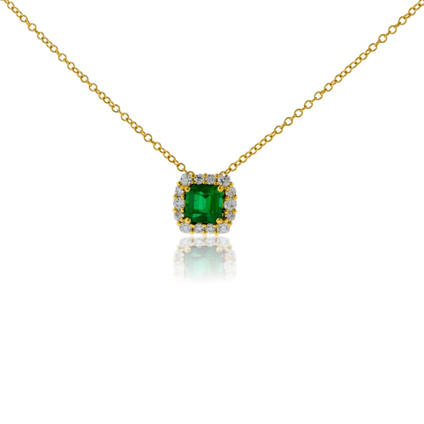 Emerald - Cut Emerald Pendant with Diamond Halo - Park City Jewelers