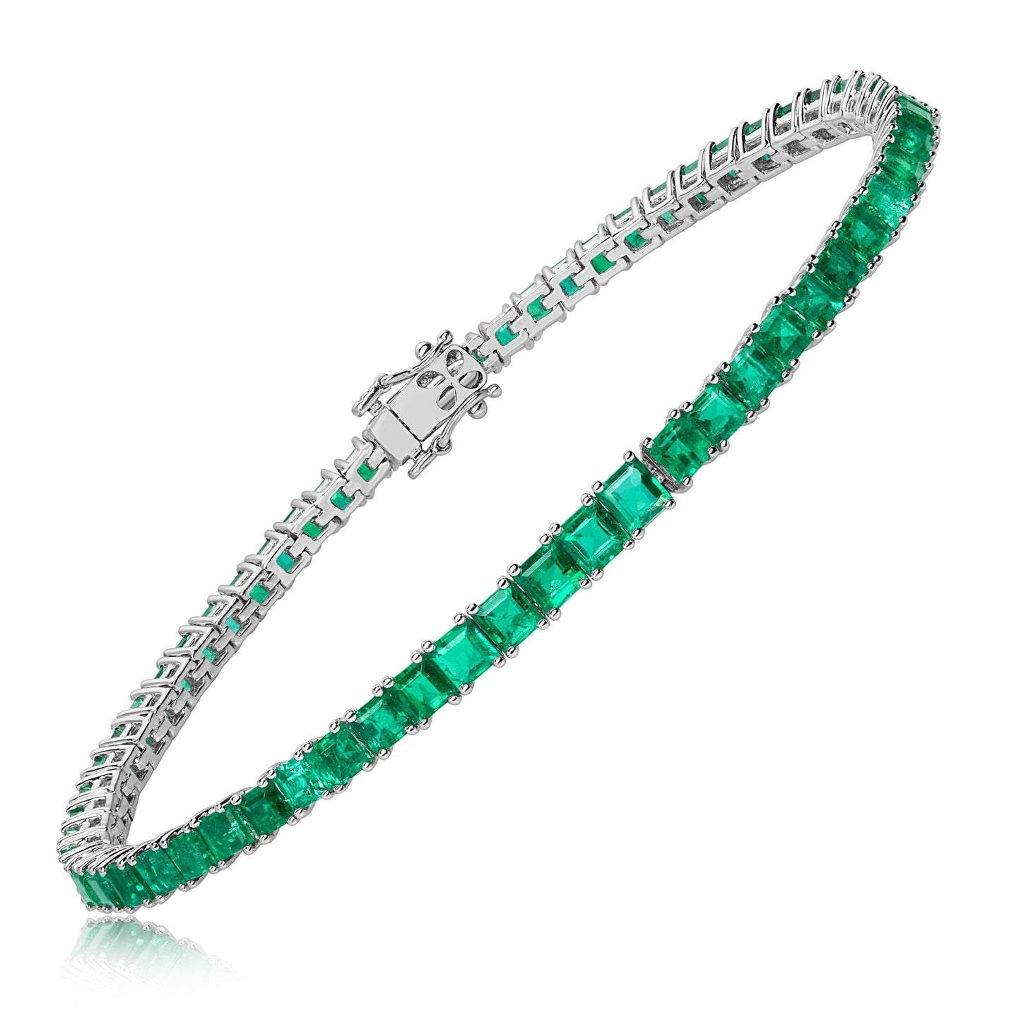 Emerald - Cut Emerald Platinum Bracelet - Park City Jewelers