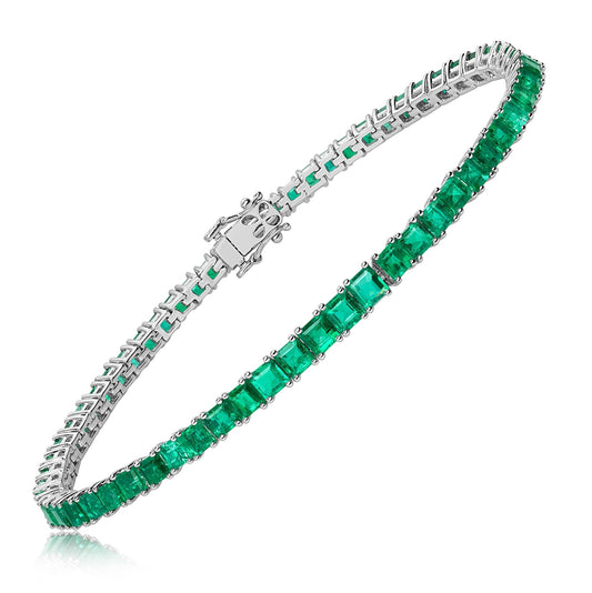 Emerald - Cut Emerald Platinum Bracelet - Park City Jewelers