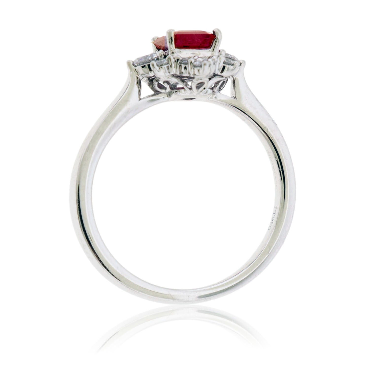 Emerald - Cut Red Emerald and Diamond Burst Halo Ring - Park City Jewelers