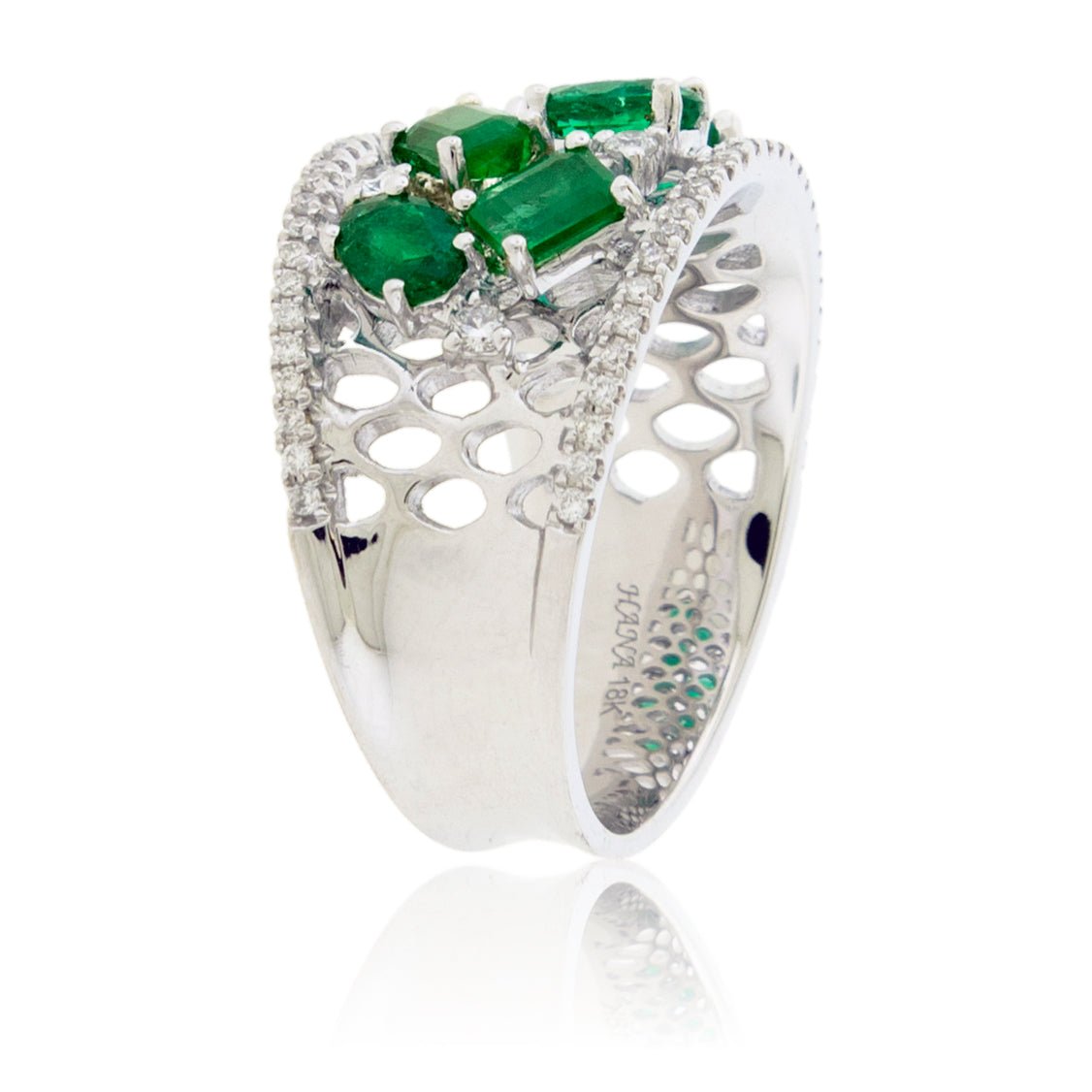 Emerald & Diamond Wide Right Hand Ring - Park City Jewelers