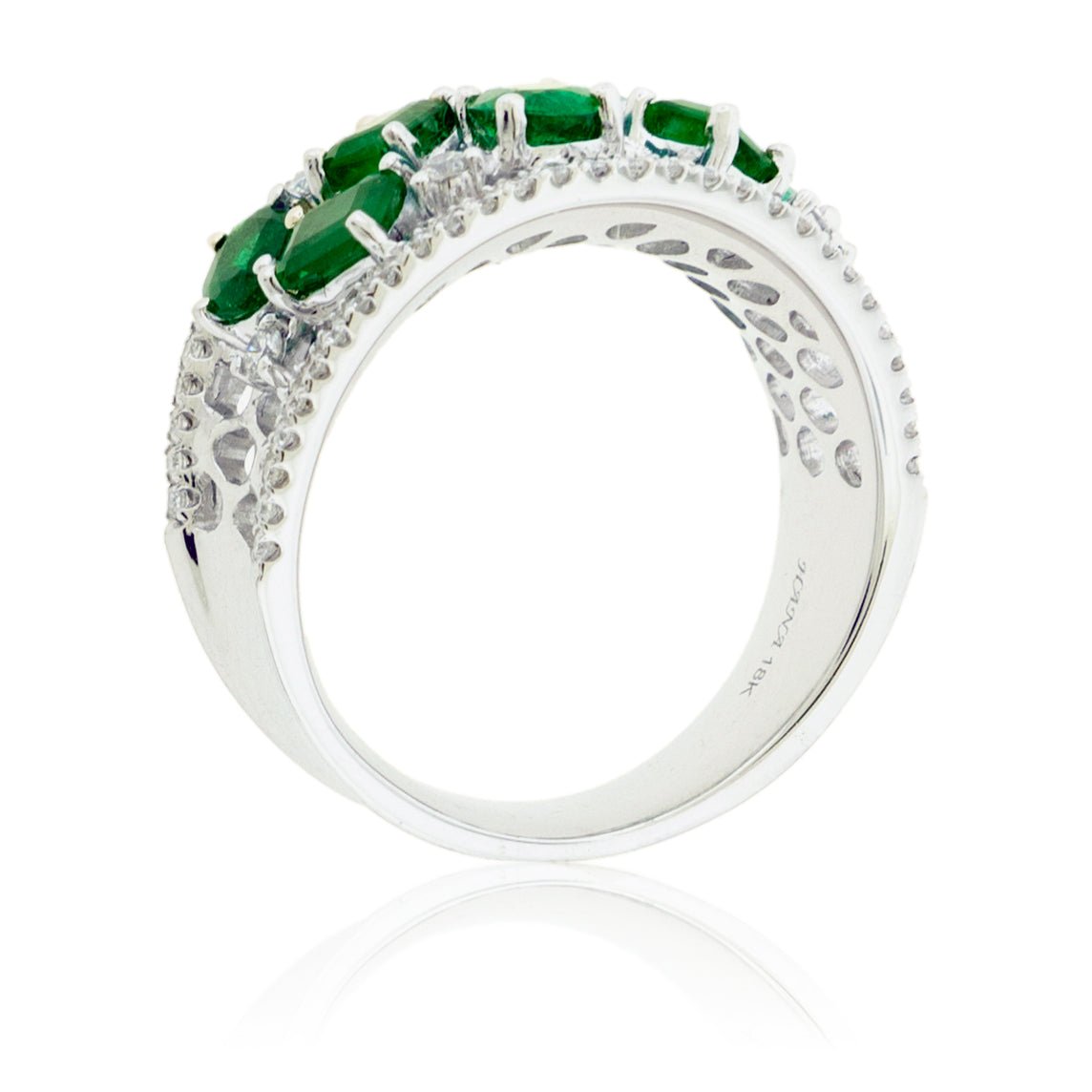 Emerald & Diamond Wide Right Hand Ring - Park City Jewelers