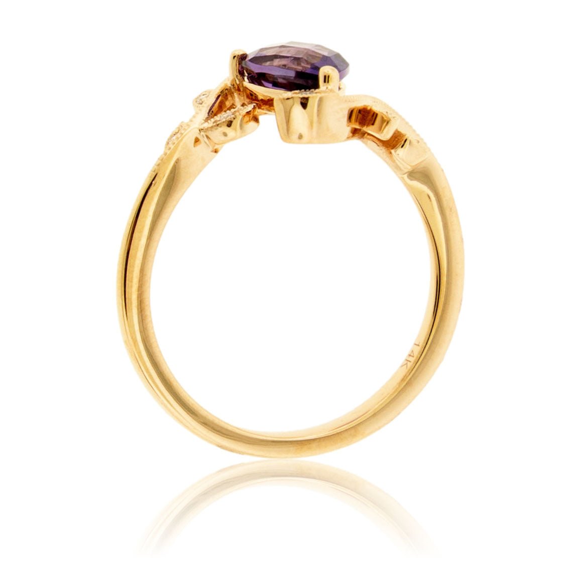 Fancy Cut Amethyst & Diamond Leaf Motif Ring - Park City Jewelers