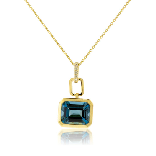 Fancy Cut Blue Topaz & Diamond Accented Pendant w/Chain - Park City Jewelers