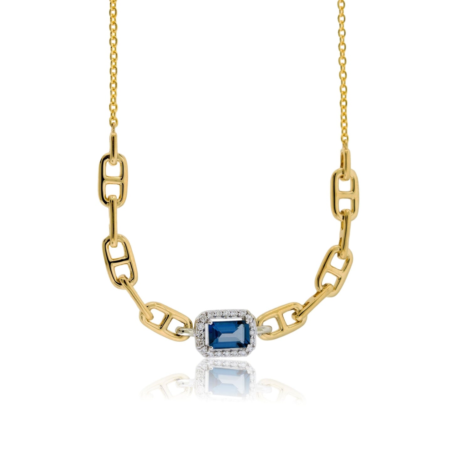 Fancy Cut London Blue Topaz & Diamond Pendant with Chain - Park City Jewelers