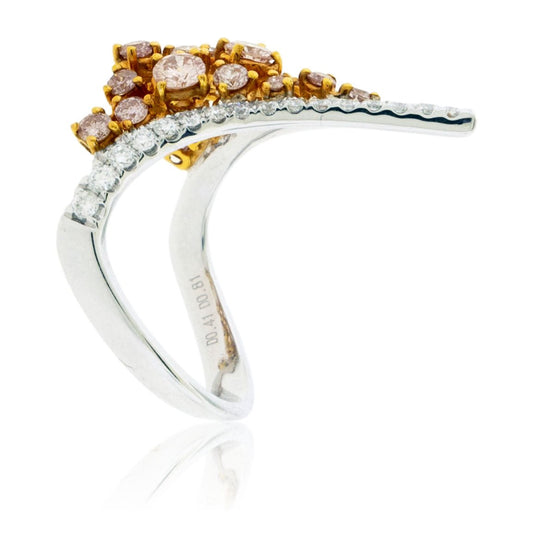 Fancy Natural Pink Diamond & Diamond Accented Deep V Ring - Park City Jewelers