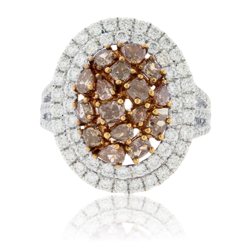 Fancy Natural Pink Diamond & Double Diamond Halo Ring - Park City Jewelers