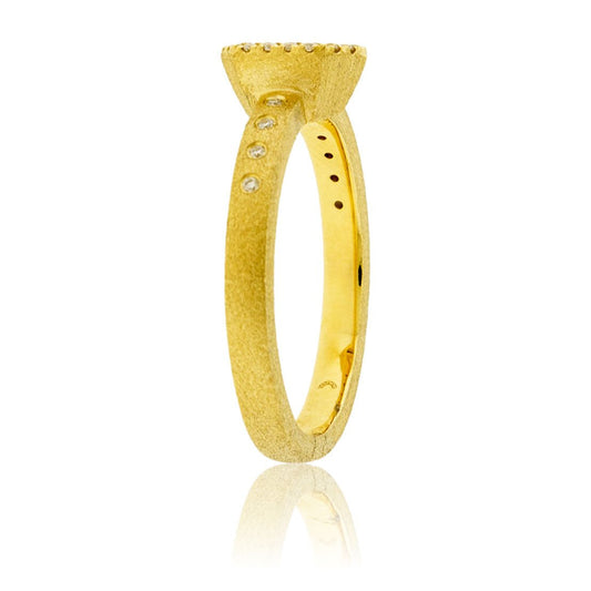 Fancy Natural Yellow Brownish Diamond & Diamond Halo Ring - Park City Jewelers