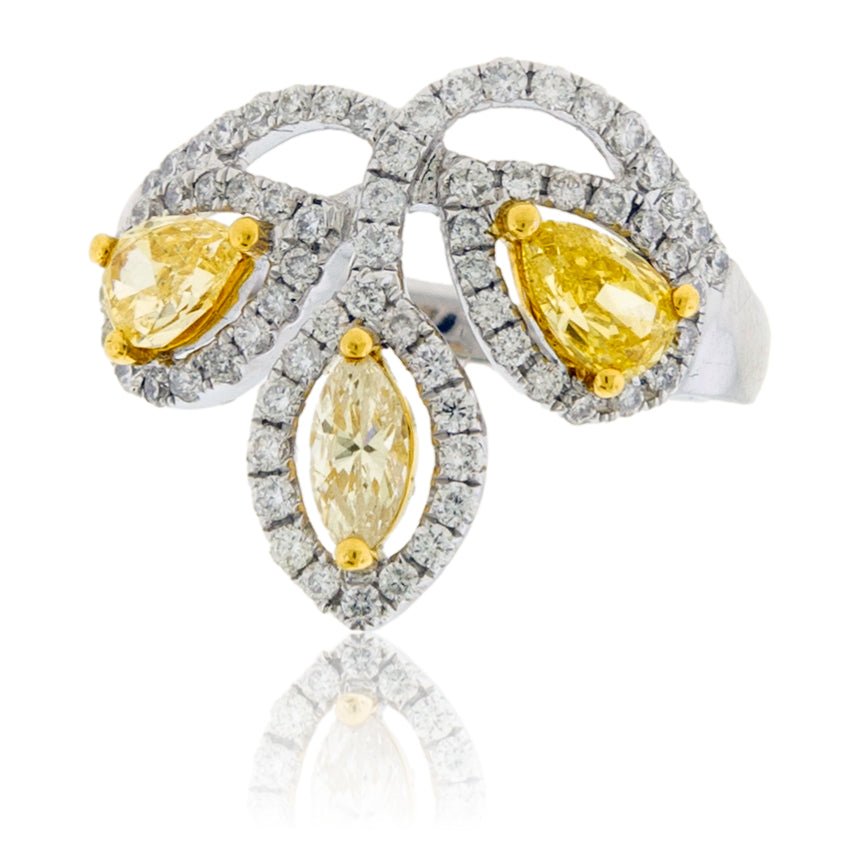 Fancy Natural Yellow Diamond & Diamond Accented Ring - Park City Jewelers