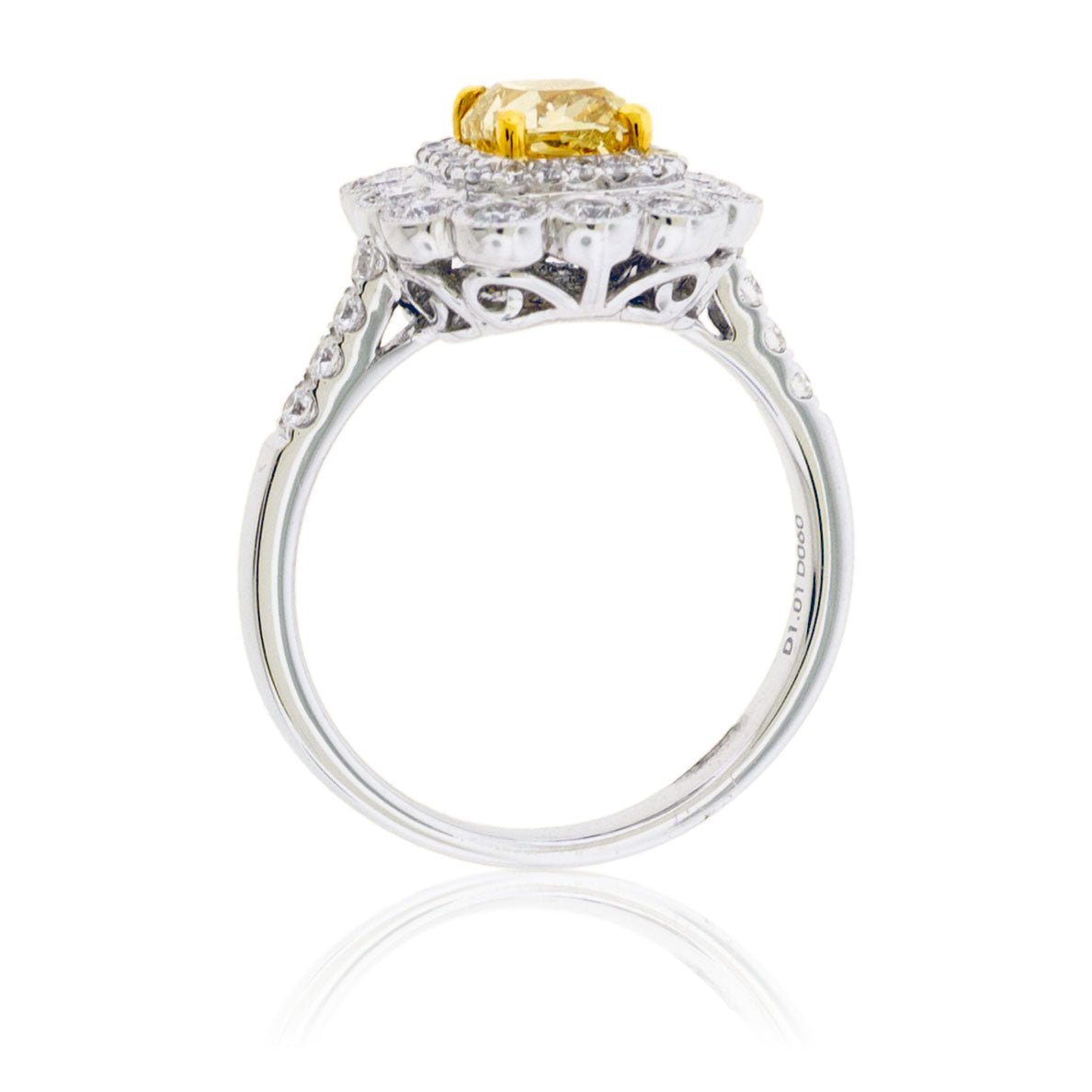 Fancy Natural Yellow Diamond & Diamond Burst Halo Ring - Park City Jewelers