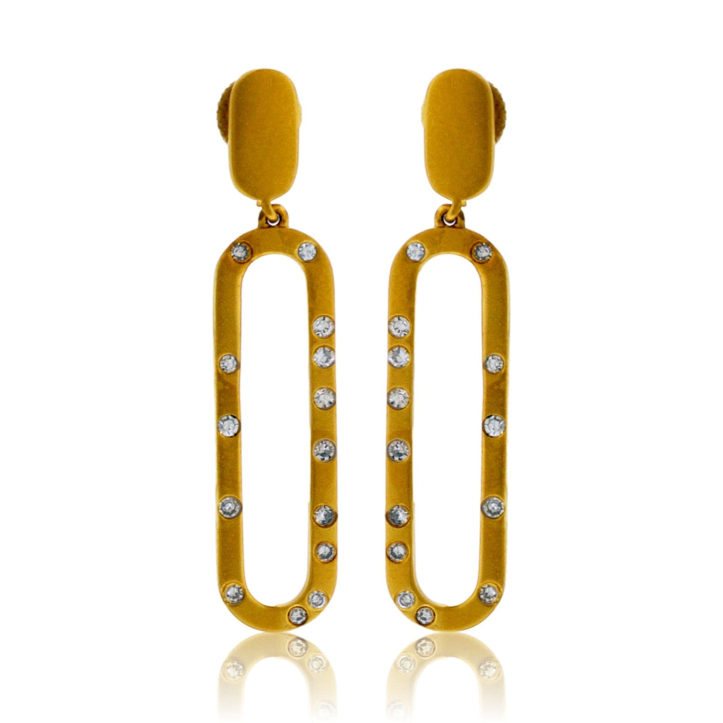 Flush Set Diamond Oval Dangle Earrings - Park City Jewelers