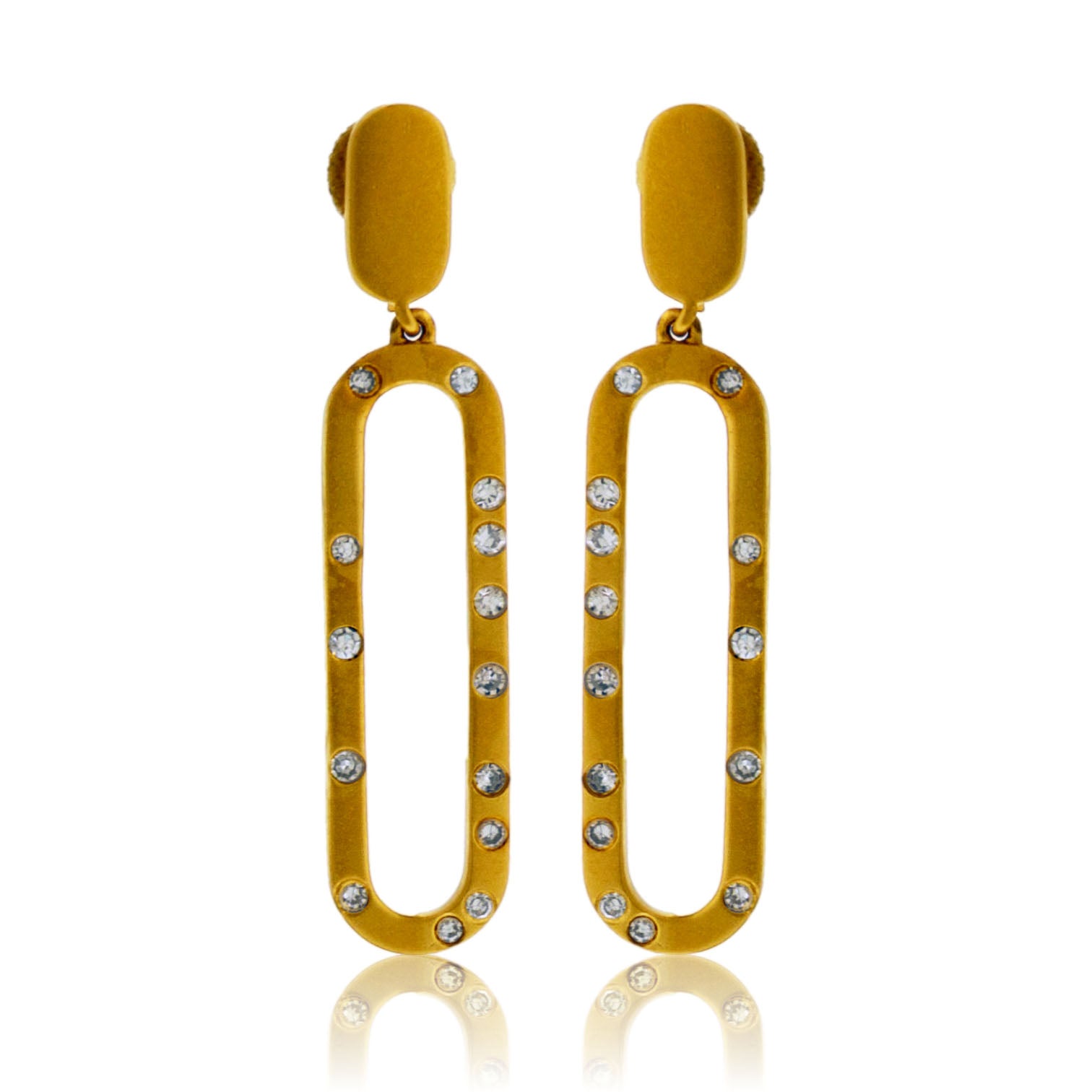 Flush Set Diamond Oval Dangle Earrings - Park City Jewelers