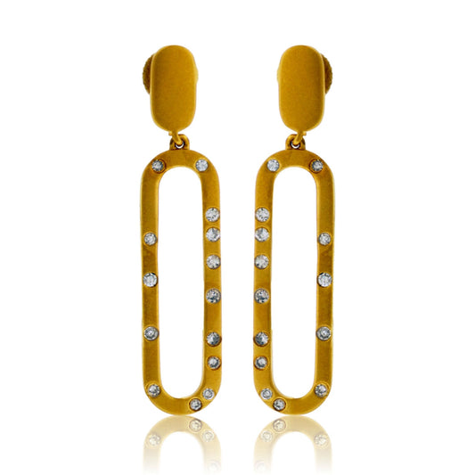 Flush Set Diamond Oval Dangle Earrings - Park City Jewelers