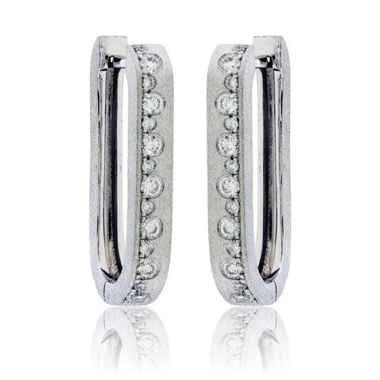 Flush Set Diamond Rectangle Hoop Earrings - Park City Jewelers