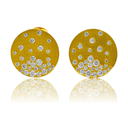 Gold Diamond Disc Stud Earrings - Park City Jewelers