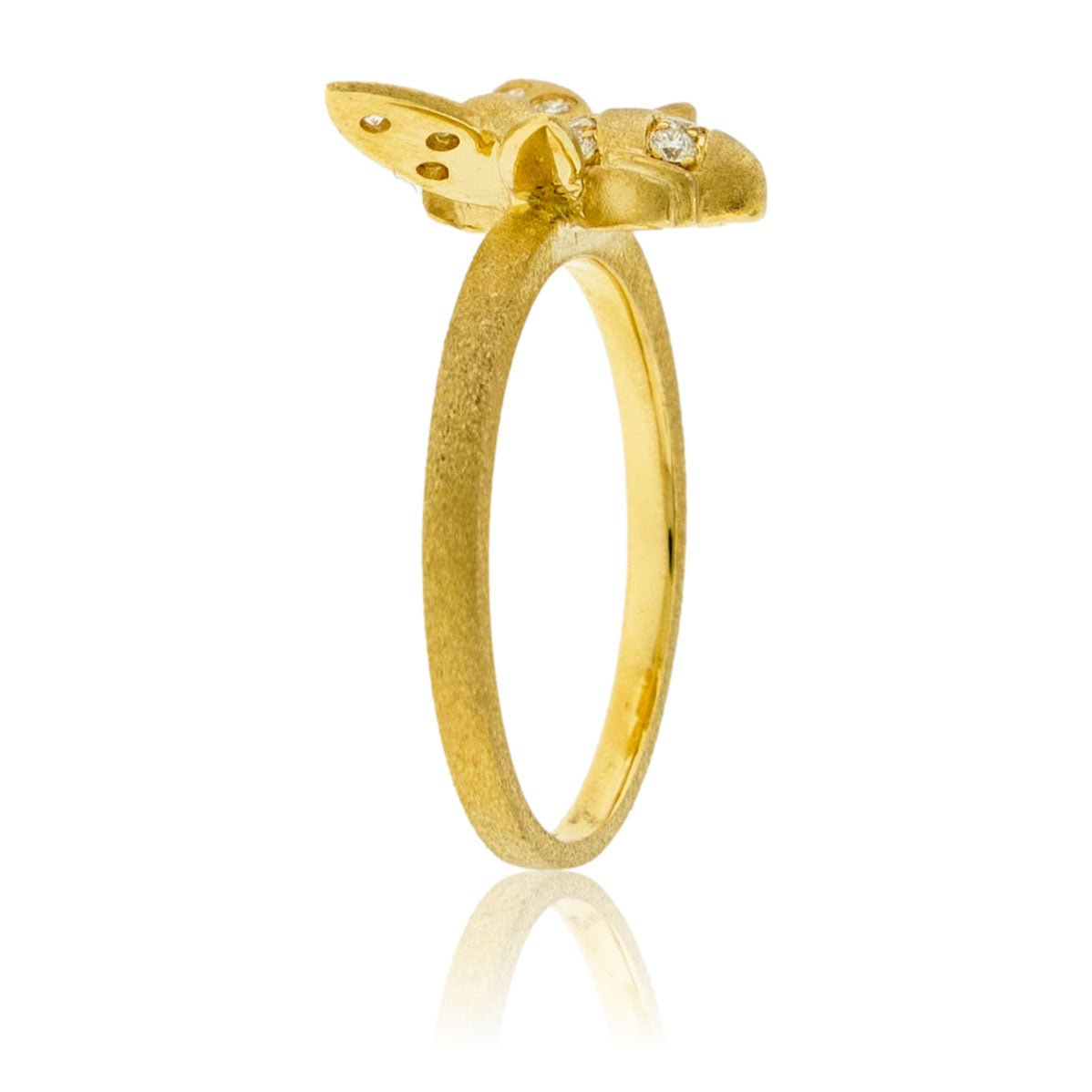 Gold Satin Finish Diamond Bee Confetti Ring - Park City Jewelers