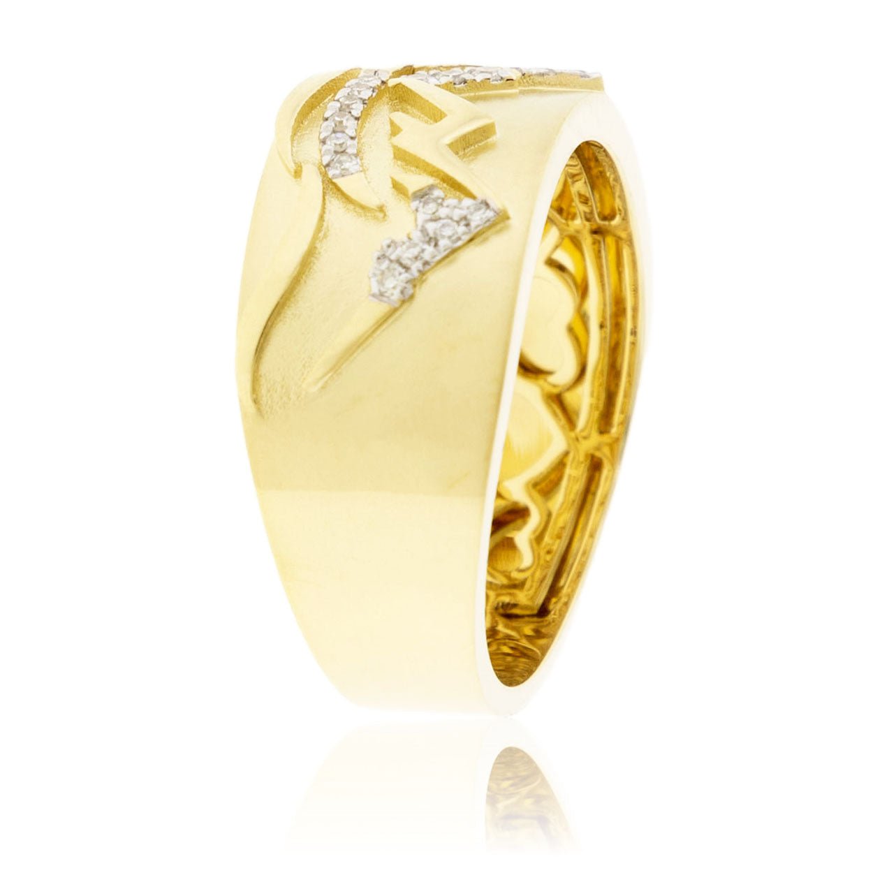 Gold Satin Finish Diamond Mountain Band - Park City Jewelers