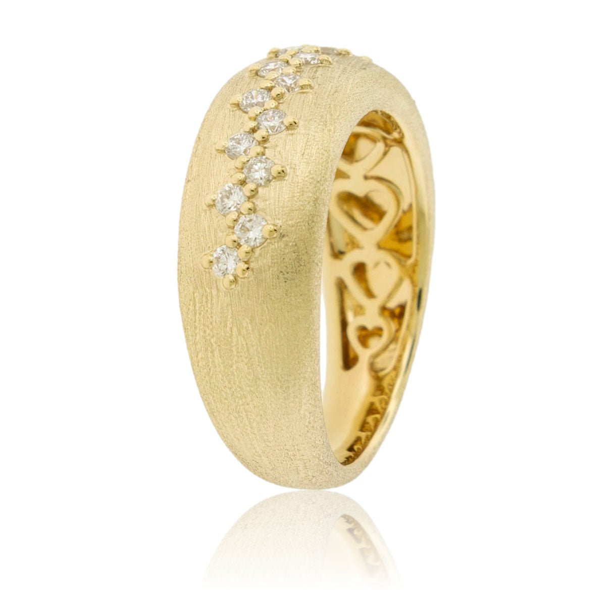 Gold Satin Finish Diamond Stitch Confetti Ring - Park City Jewelers