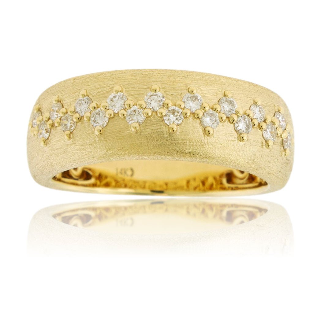 Gold Satin Finish Diamond Stitch Confetti Ring - Park City Jewelers