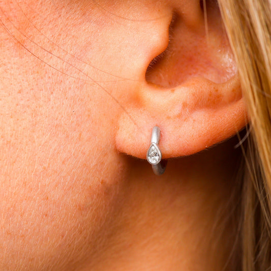 Gold Satin Finish Flush Set Diamond Earrings - Park City Jewelers