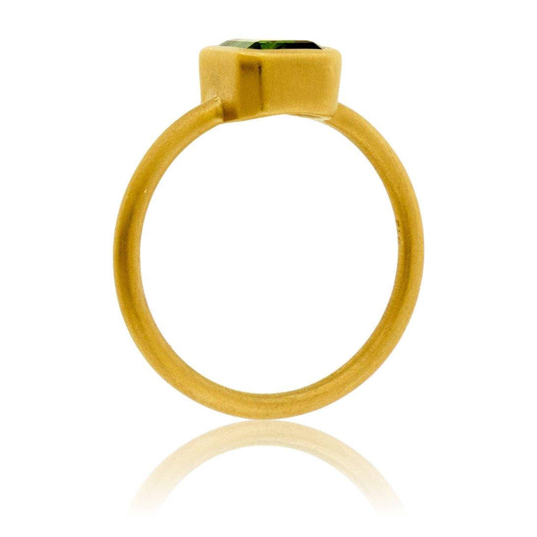 Green Tourmaline Cushion - Cut Bezel Set Ring - Park City Jewelers