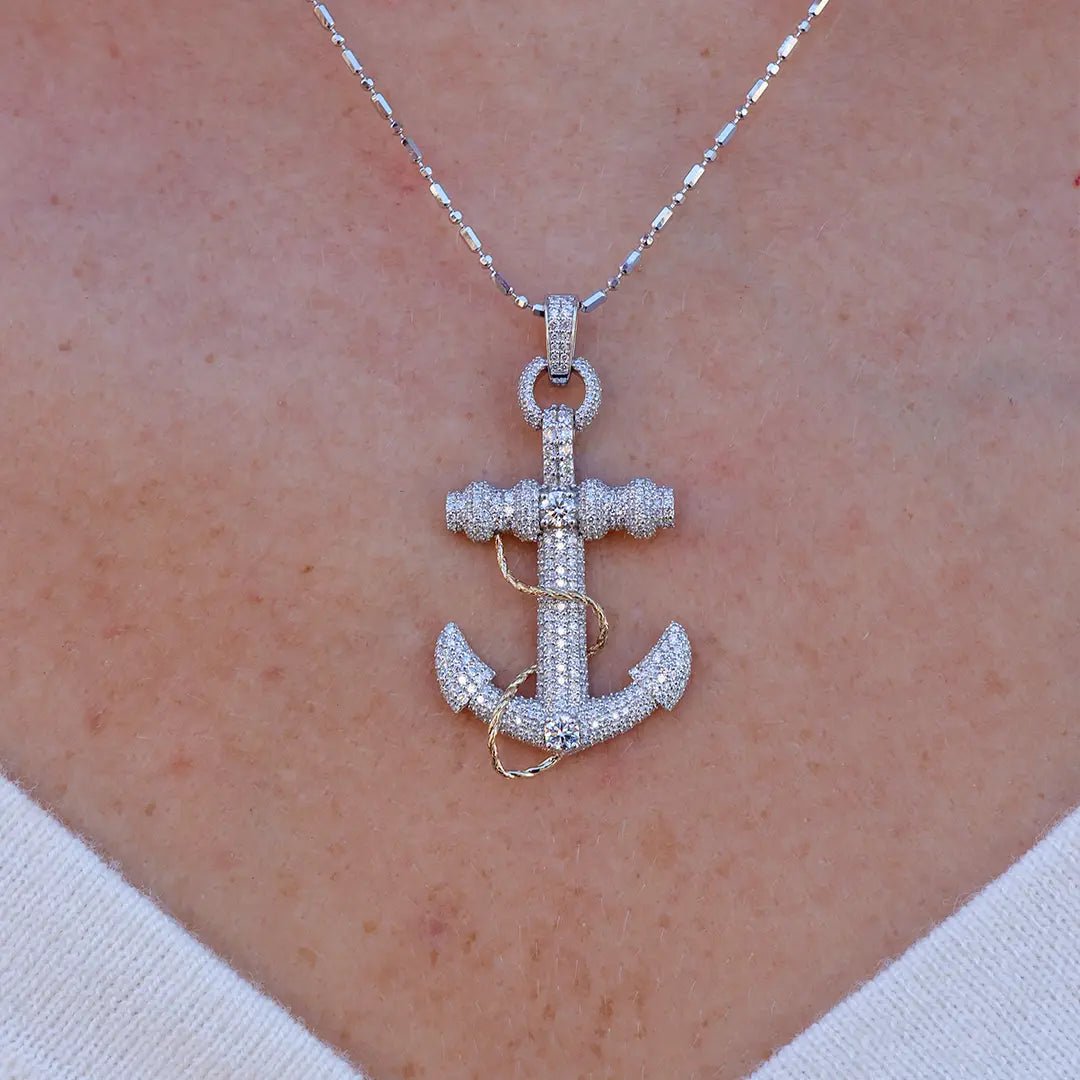 Lab Grown Diamond Anchor and Golden Rope Necklace - Park City Jewelers