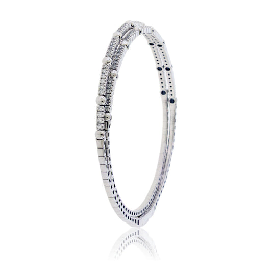 Lab Grown Diamond Beaded Double Flex Bangle Bracelet - Park City Jewelers