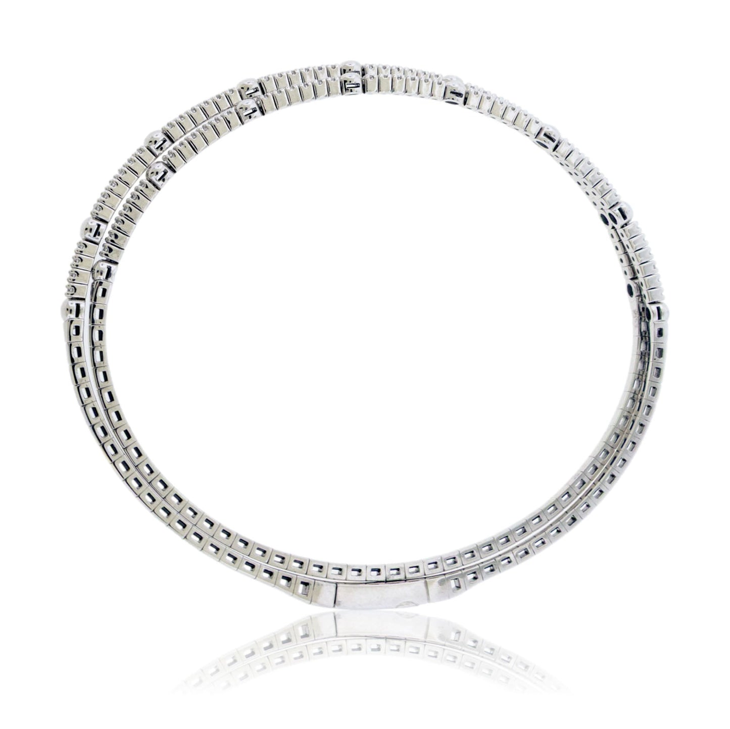 Lab Grown Diamond Beaded Double Flex Bangle Bracelet - Park City Jewelers