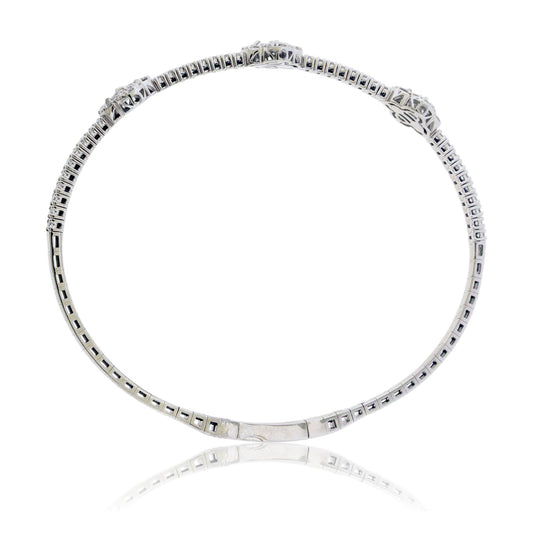 Lab Grown Diamond Cluster Clover Flex Bangle Bracelet - Park City Jewelers