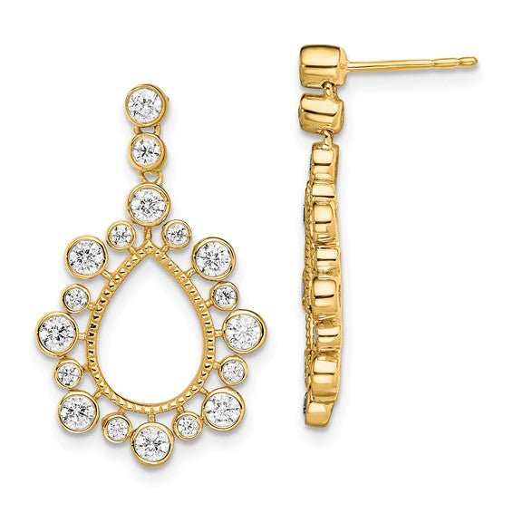 Lab Grown Diamond Tear Drop Bezel Dangle Earrings - Park City Jewelers