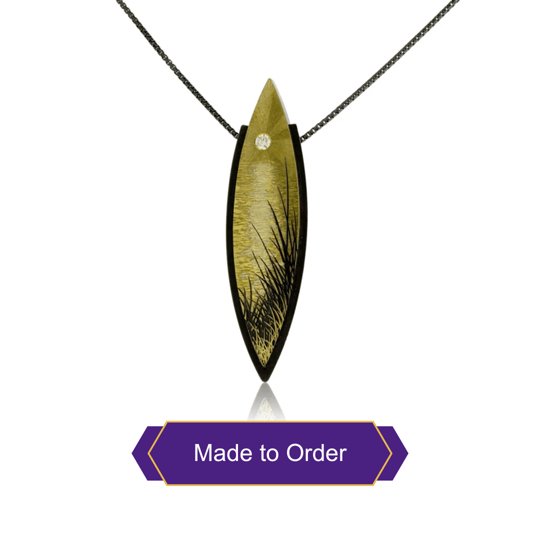Lakeshore Style Mountain Inspired Silver and Gold Pendant - Park City Jewelers