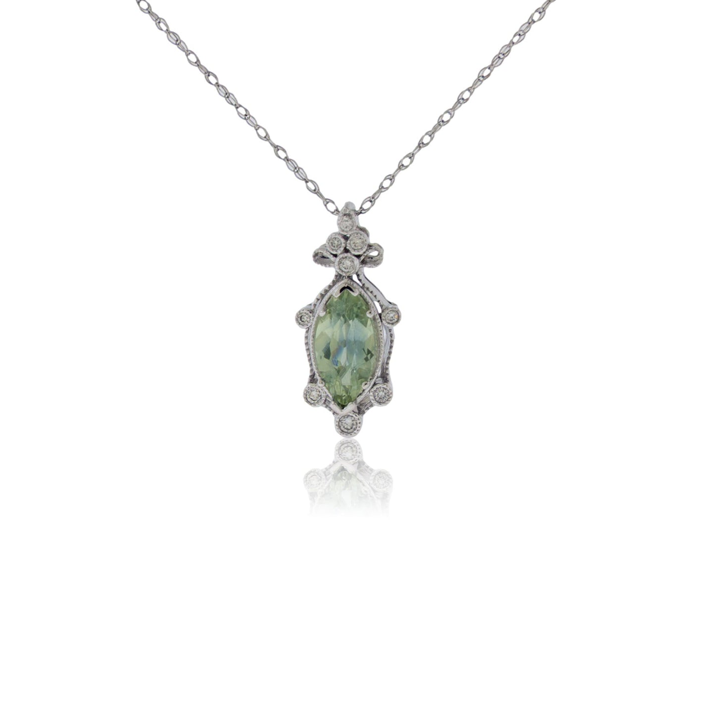 Marquise Green Sapphire with Vintage Style Pendant - Park City Jewelers