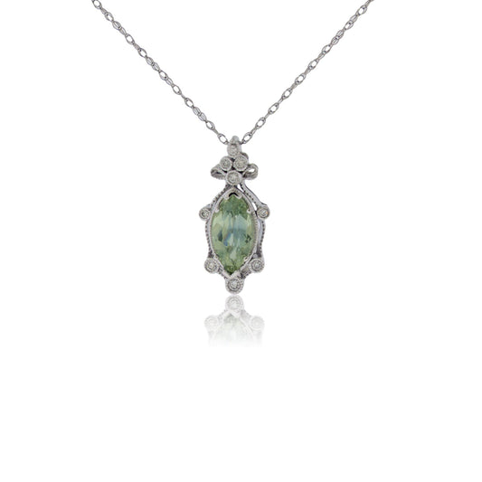 Marquise Green Sapphire with Vintage Style Pendant - Park City Jewelers