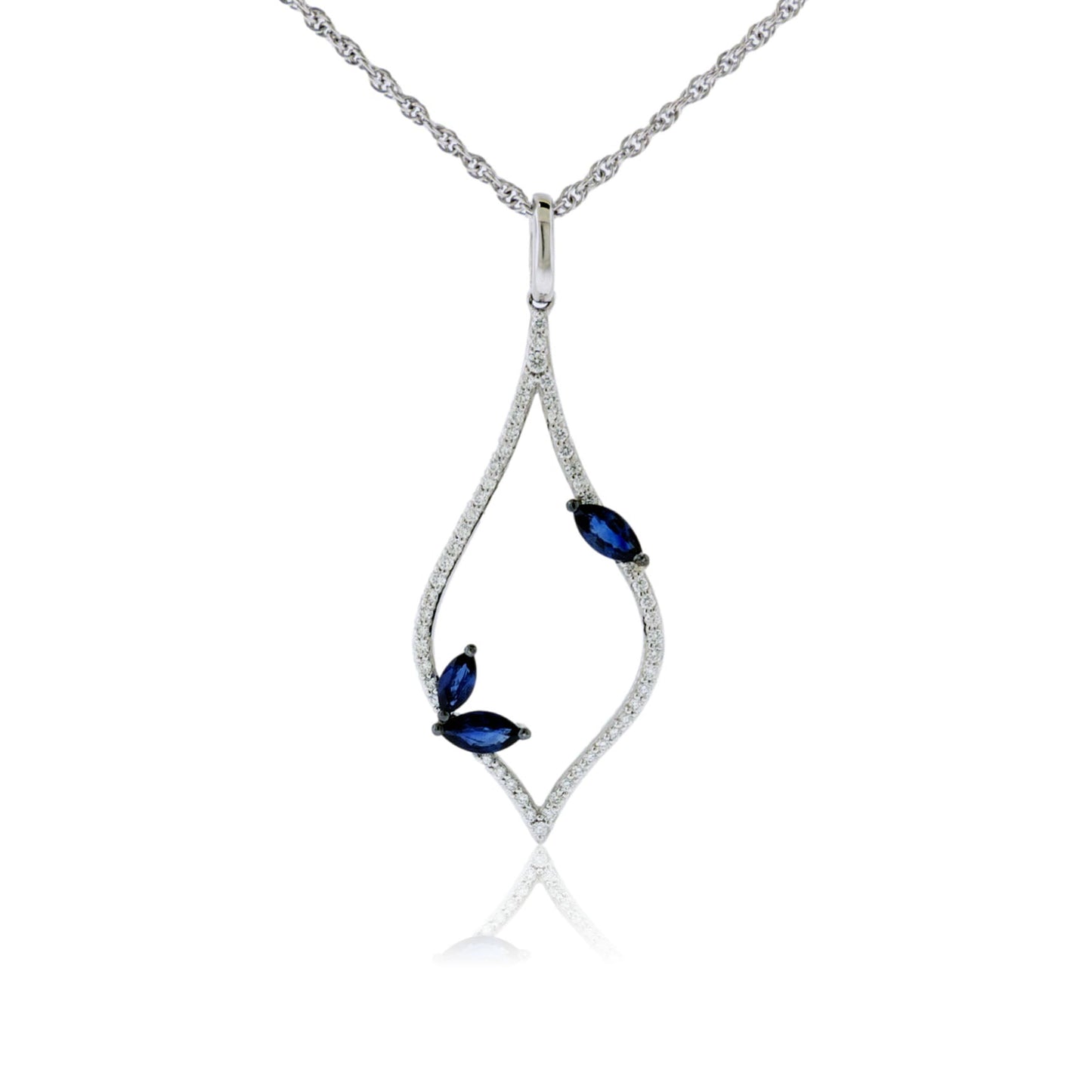 Marquise Sapphire & Diamond Pendant w/Chain - Park City Jewelers