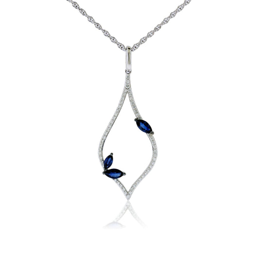 Marquise Sapphire & Diamond Pendant w/Chain - Park City Jewelers