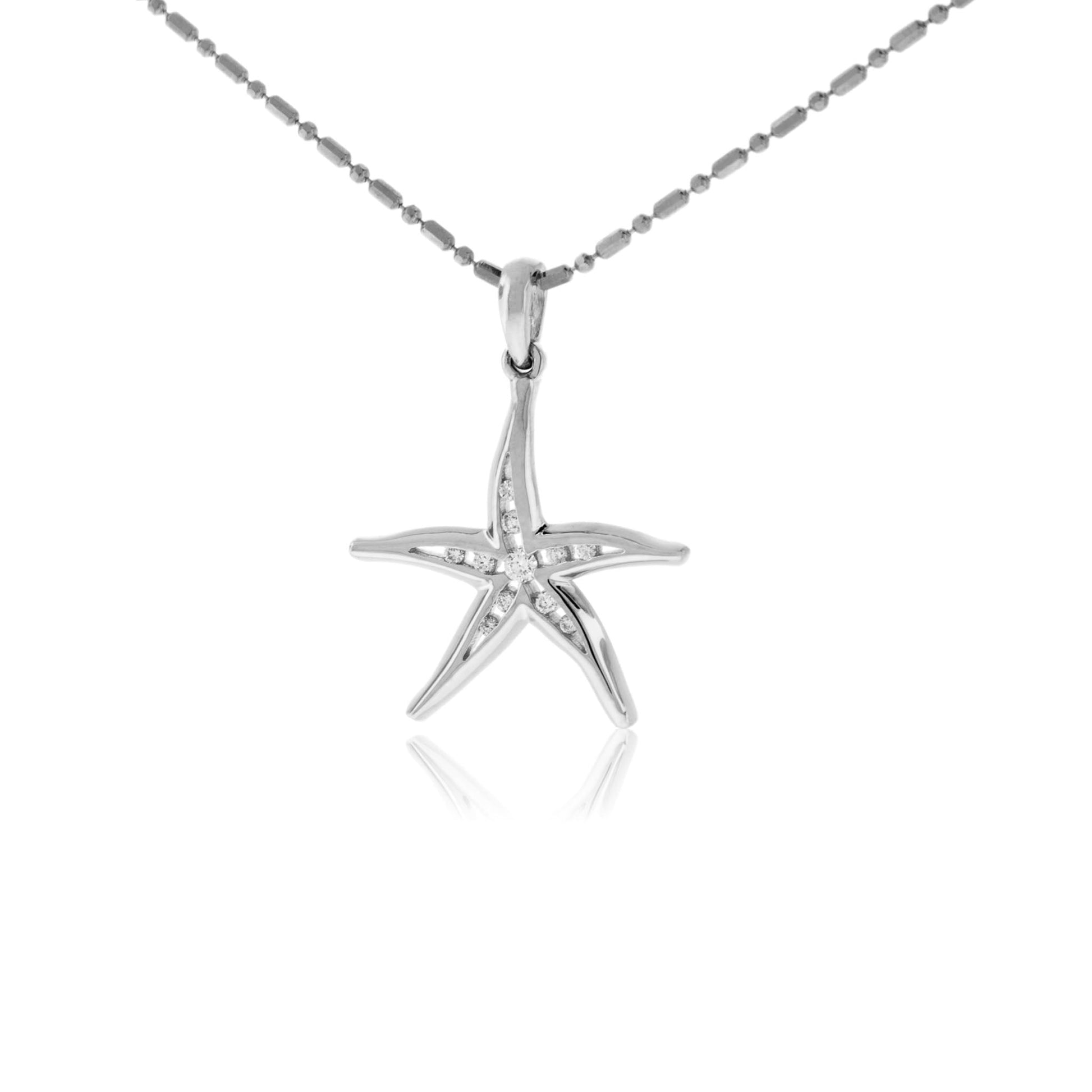 Medium Diamond Lined Starfish Pendant - Park City Jewelers