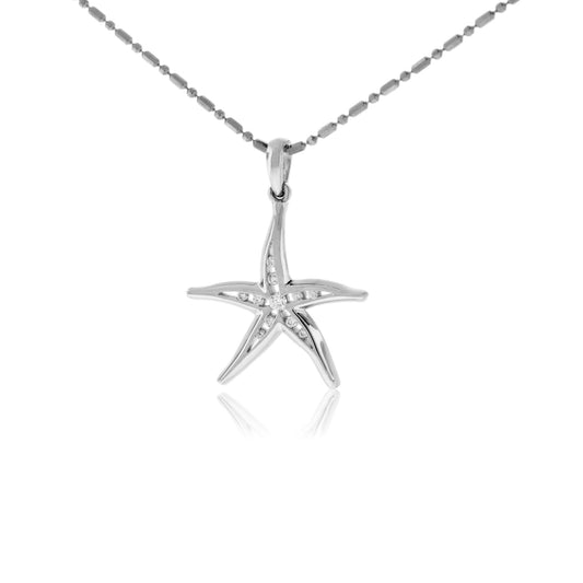 Medium Diamond Lined Starfish Pendant - Park City Jewelers