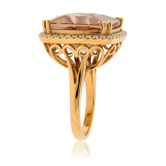 Modified Cushion - Cut Morganite & Diamond Ring - Park City Jewelers