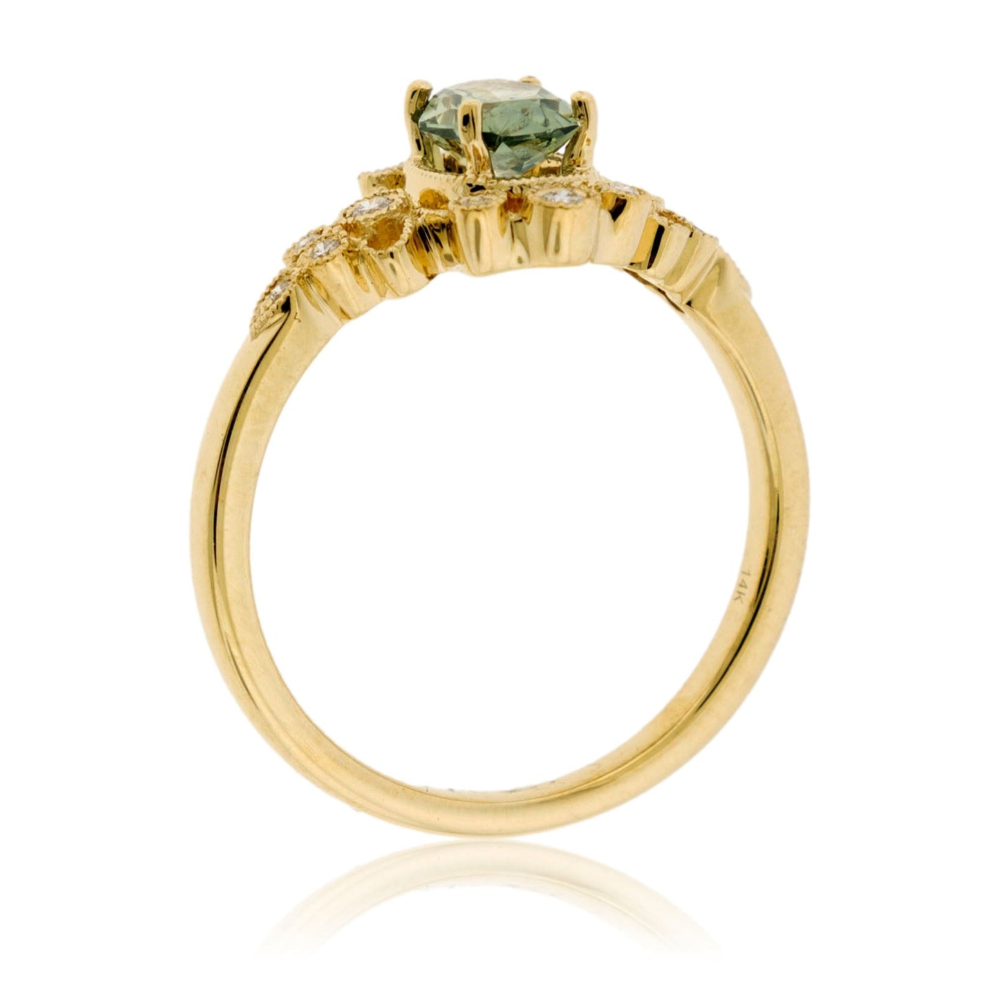 Montana Sapphire and Milgrain Diamond Accented Ring - Park City Jewelers