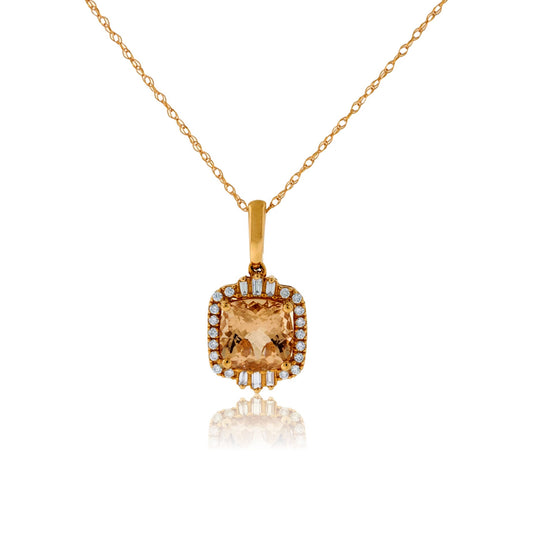 Morganite and Unique Style Diamond Halo Pendant - Park City Jewelers