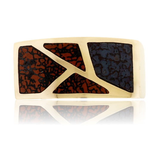Multiple Color Dinosaur Bone Inlay Style Ring - Park City Jewelers