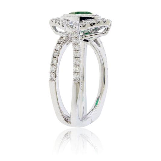 On Side Emerald & Diamond Accented Ring - Park City Jewelers