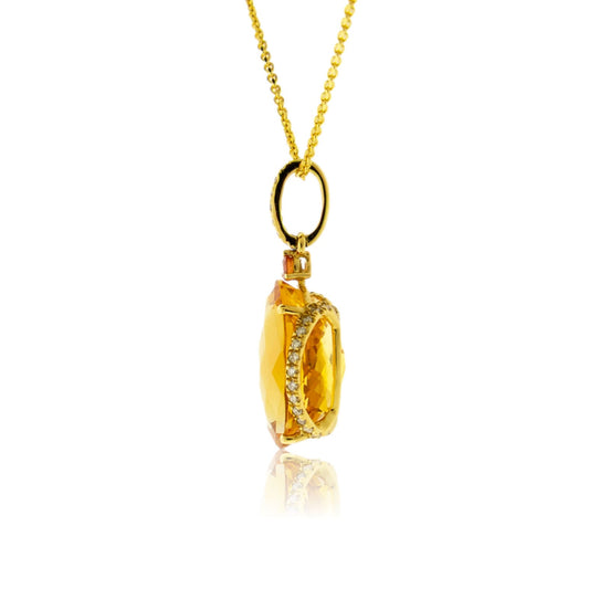 Orange Sapphire & Diamond Pendant w/Chain - Park City Jewelers