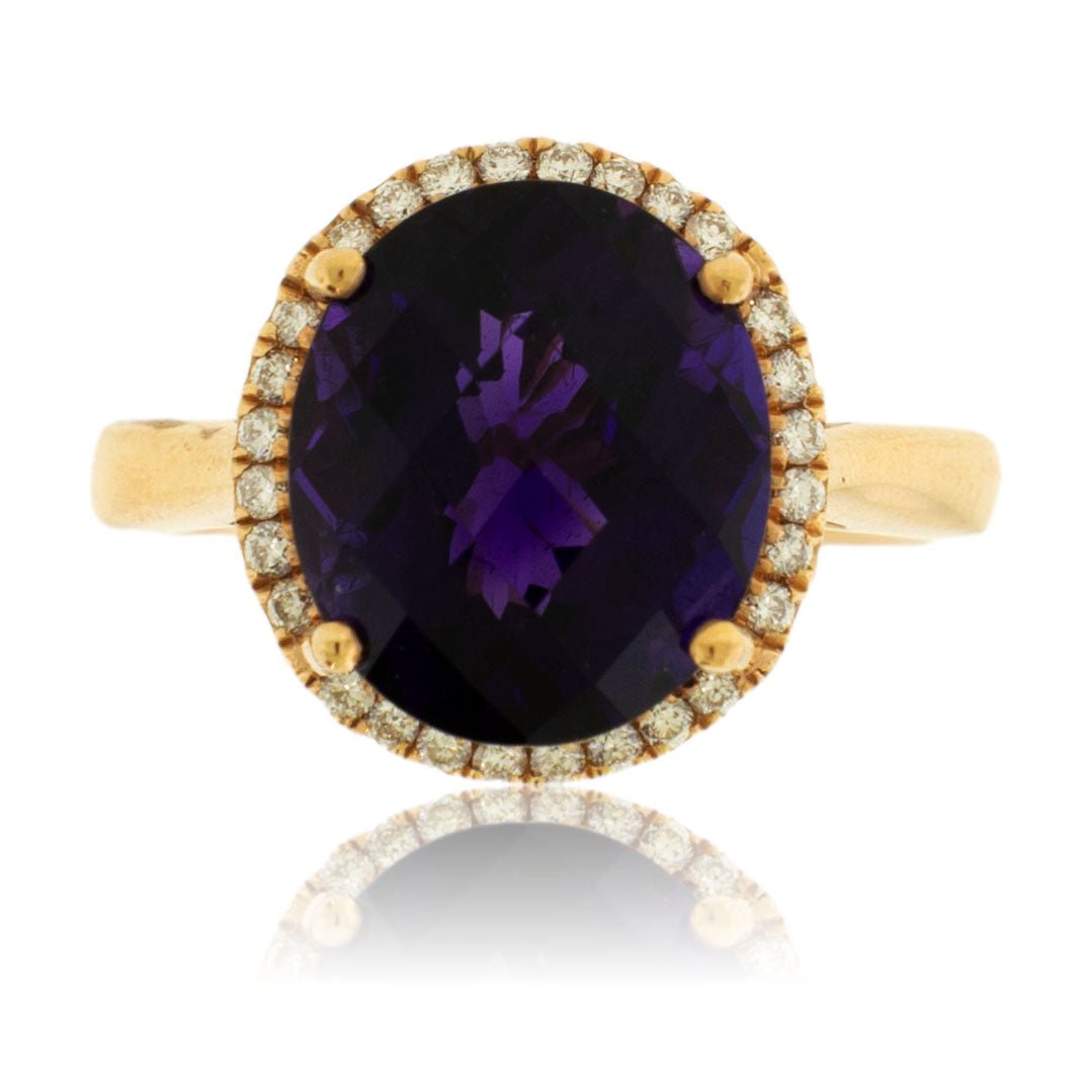 Oval Amethyst with Diamond Halo Ring - Park City Jewelers