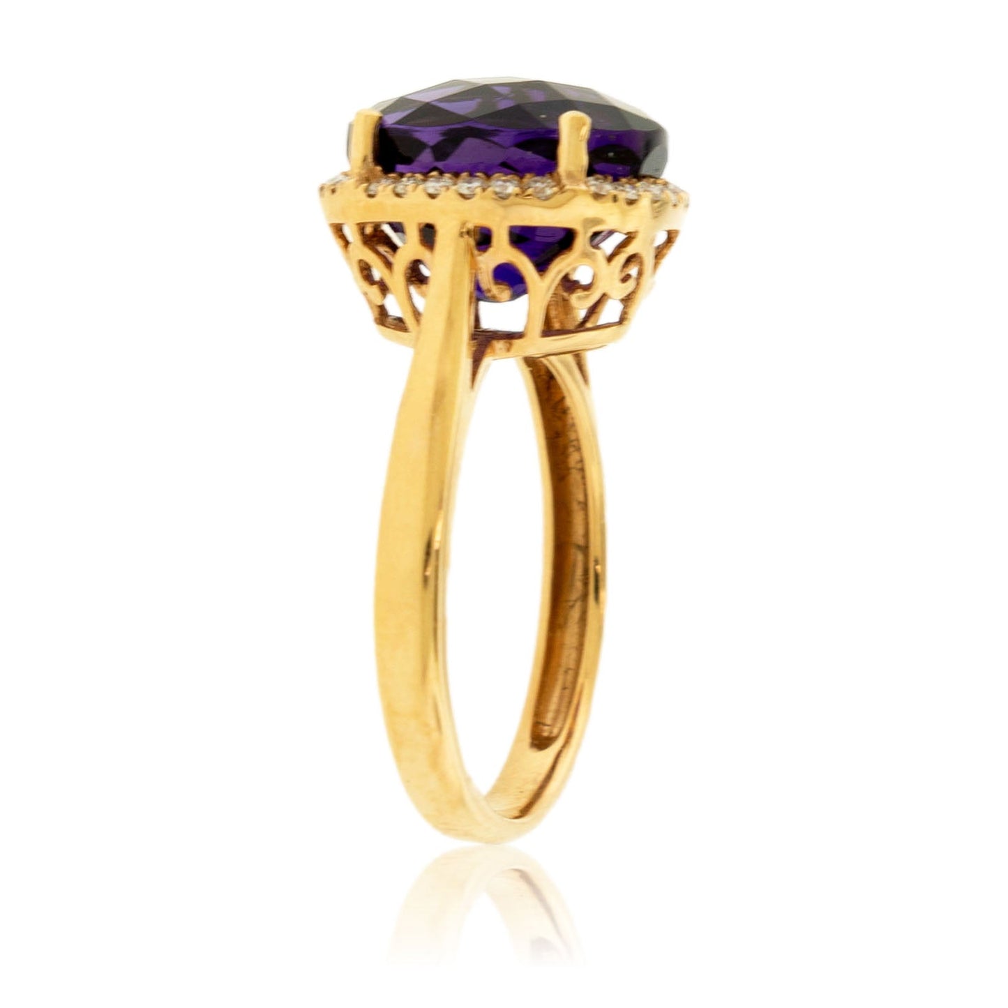 Oval Amethyst with Diamond Halo Ring - Park City Jewelers