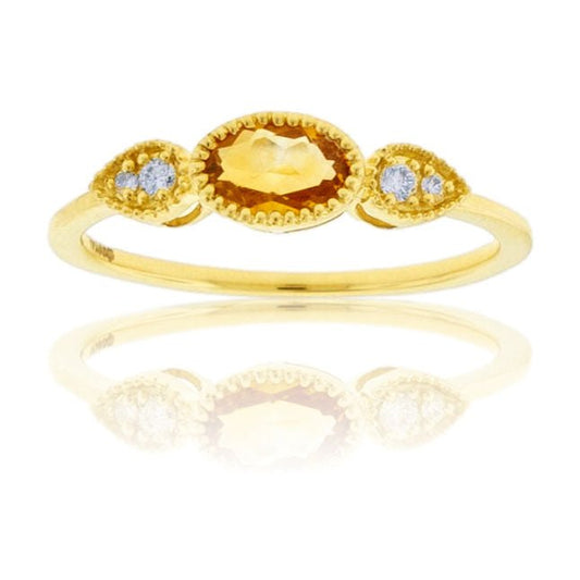Oval Citrine and Diamond Accented Ring - Park City Jewelers